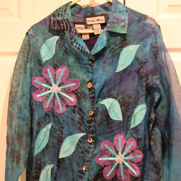 NWOT- Indigo Moon, 2 piece blouse/tank, size medium - Picture 1 of 11